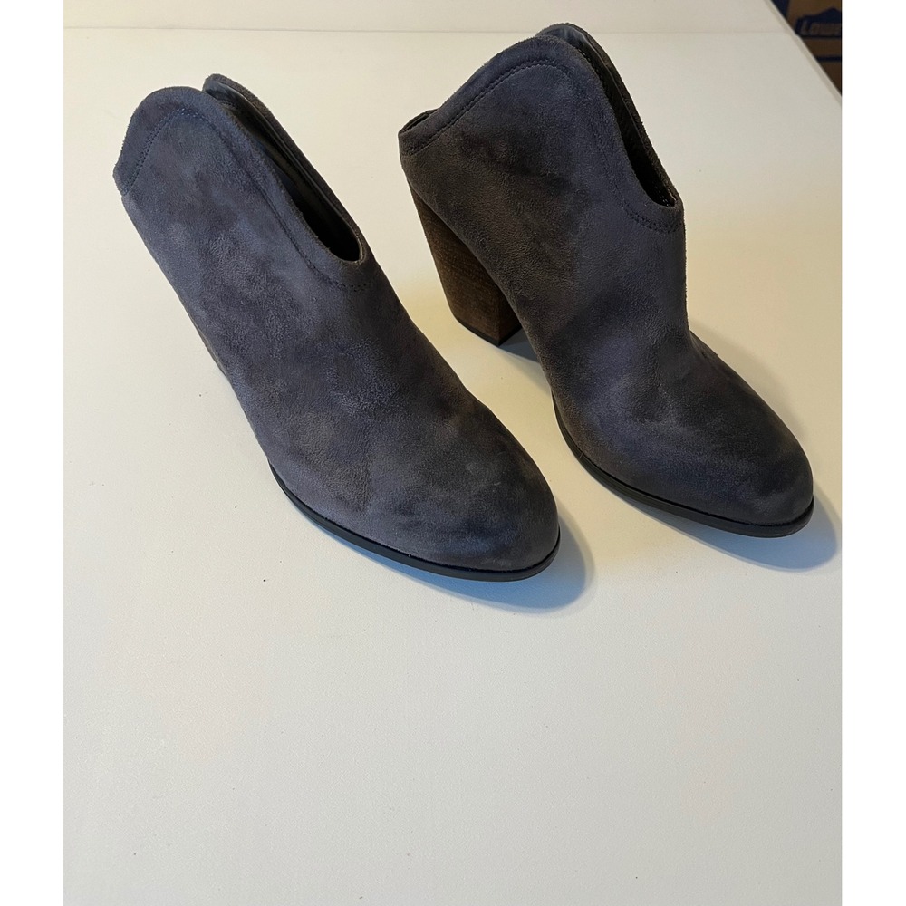 Cato Dark Gray Suede Block Heel Mules Ankle Booties Women's 10M Work Office Chic